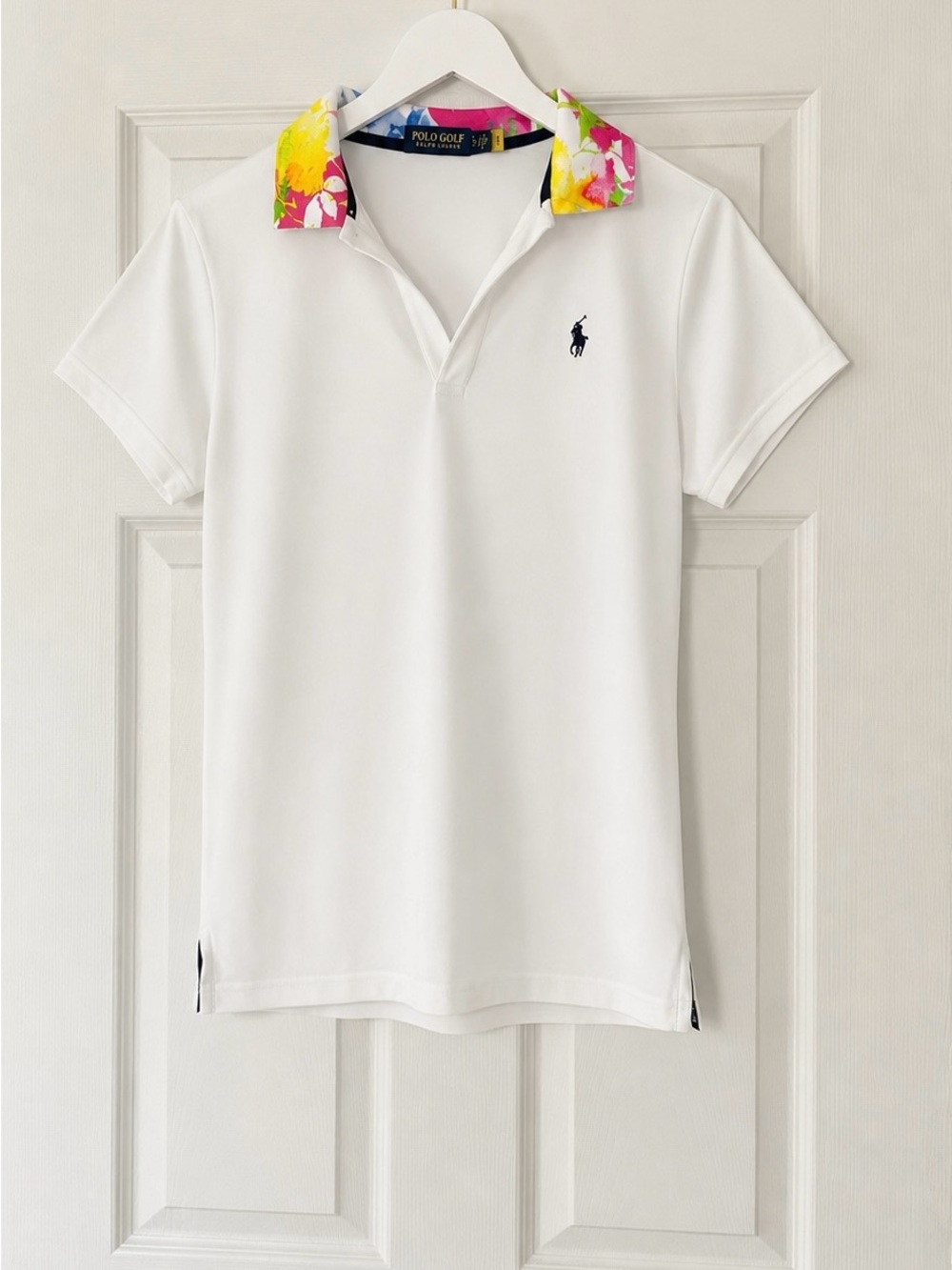 Polo by Ralph Lauren White Polo Shirt with Floral Collar